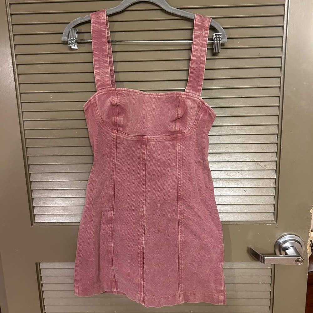 Maroon/Burgundy Denim Mini Dress UO